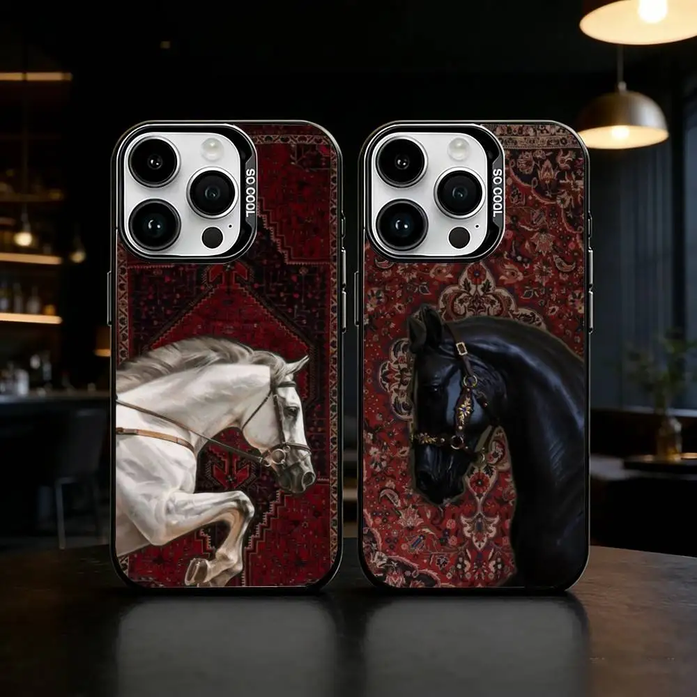 

The horse Phone Case For iPhone 17,16,15,14,13,12,11,Pro Max,Plus Candy Silver Cover
