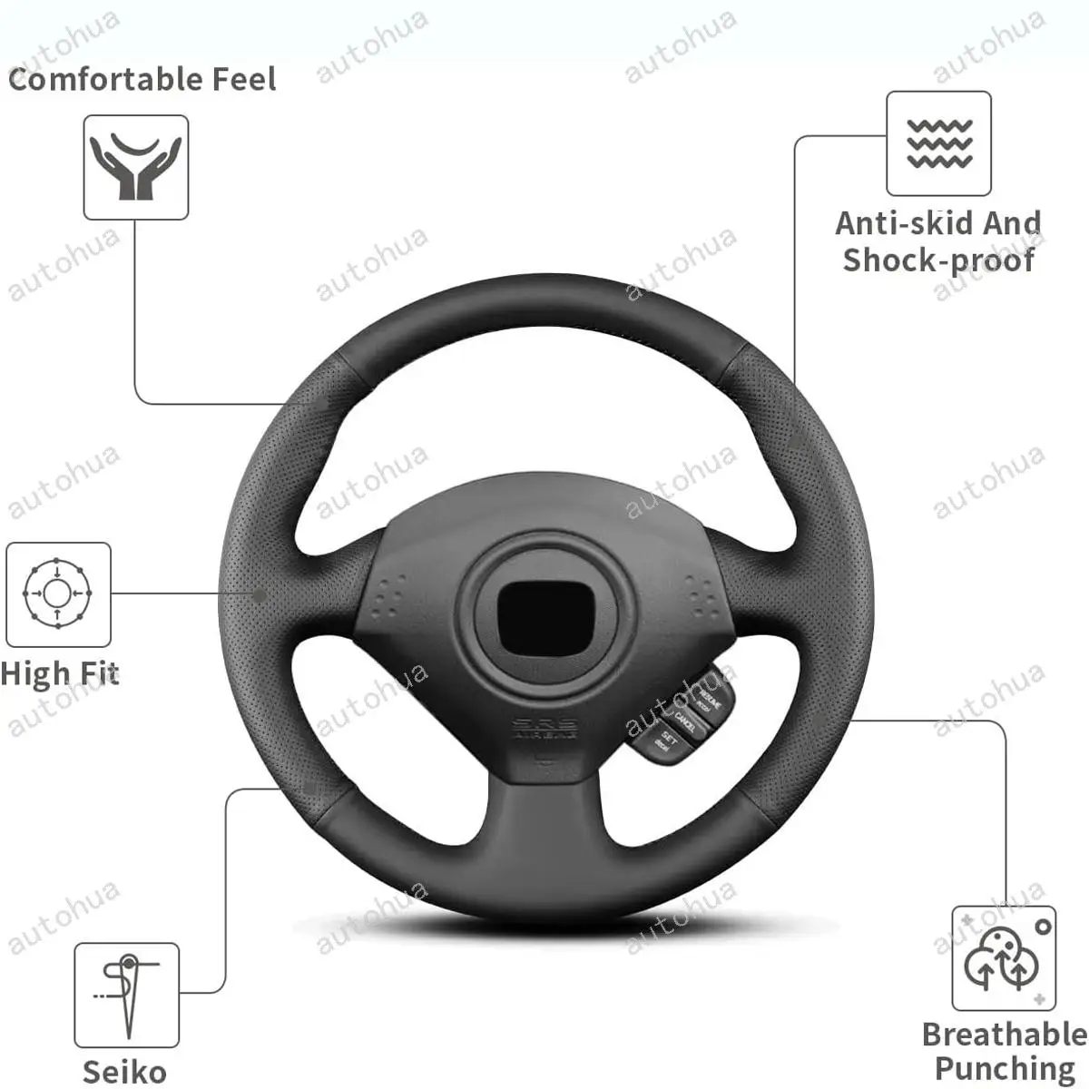 غطاء عجلة القيادة مخيط يدويا لهوندا 2000 S2000/2000 انسايت عدم الانزلاق تنفس ستوكات الجلود لتقوم بها بنفسك سيارة الداخلية #4