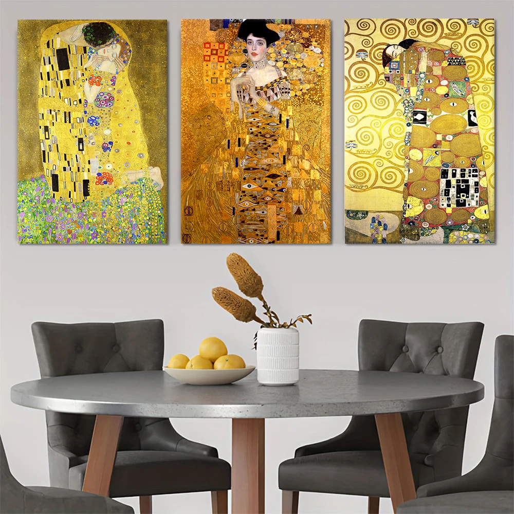 2D Flat,3pcs frameles,3 pieces of Gustav Klimt's 