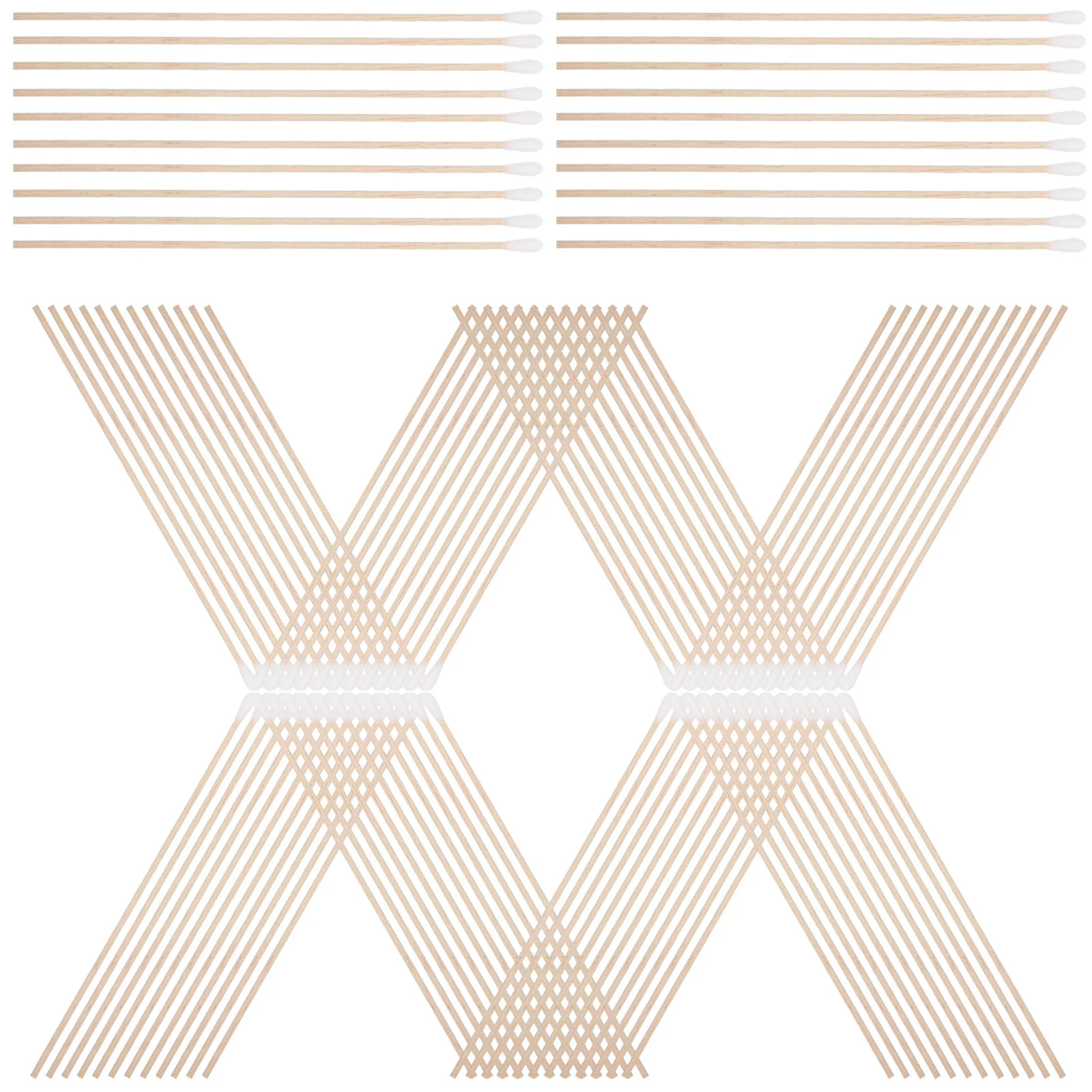 100 قطعة مسحات قطنية خالية من الغبار مقبض خشبي طويل درجة طبية آمنة لتنظيف الأذن العناية بالوجه إزالة المكياج علاج الجروح #6