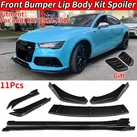 자동차 Audi RS7 2014 2015 2016 앞 범퍼 스플리터 립 바디 키트 스포일러 사이드 스커트 확장 후면 랩 앵글 액세서리