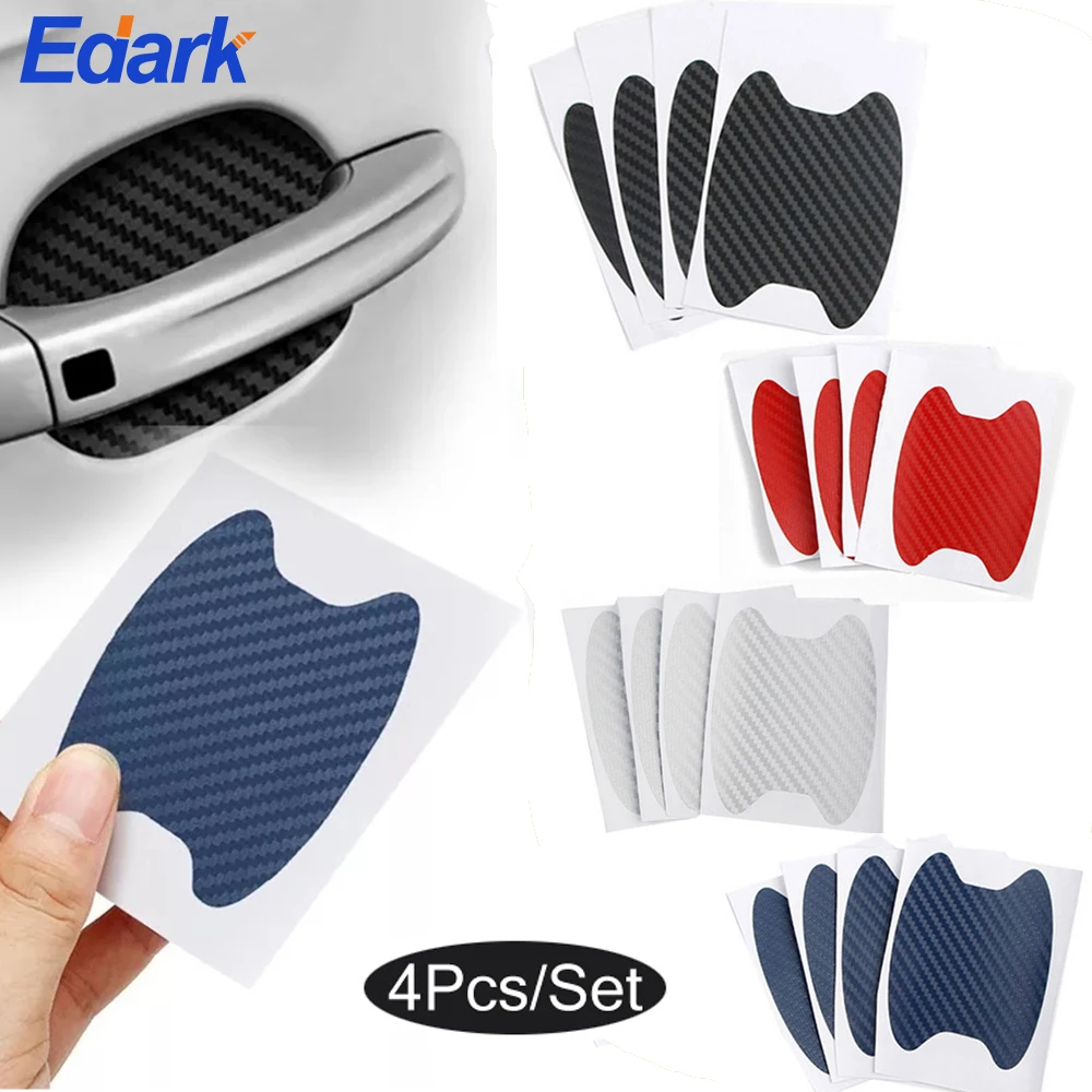 

4Pcs/Set Fashion Carbon Fiber Texture Car Door Handle Cup Scratch Protective Stickers Exterior Waterproof Auto Door Bowl Sticker