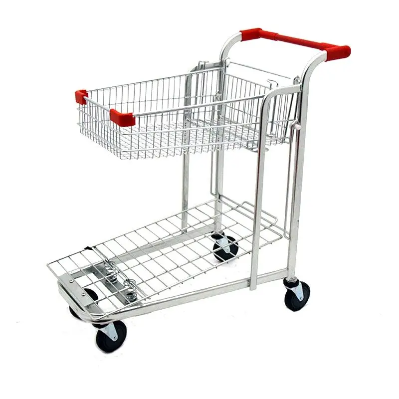 Supermarket shopping cart Supermarket tally cart Warehouse tally Universal supermarket Double layer shopping cart