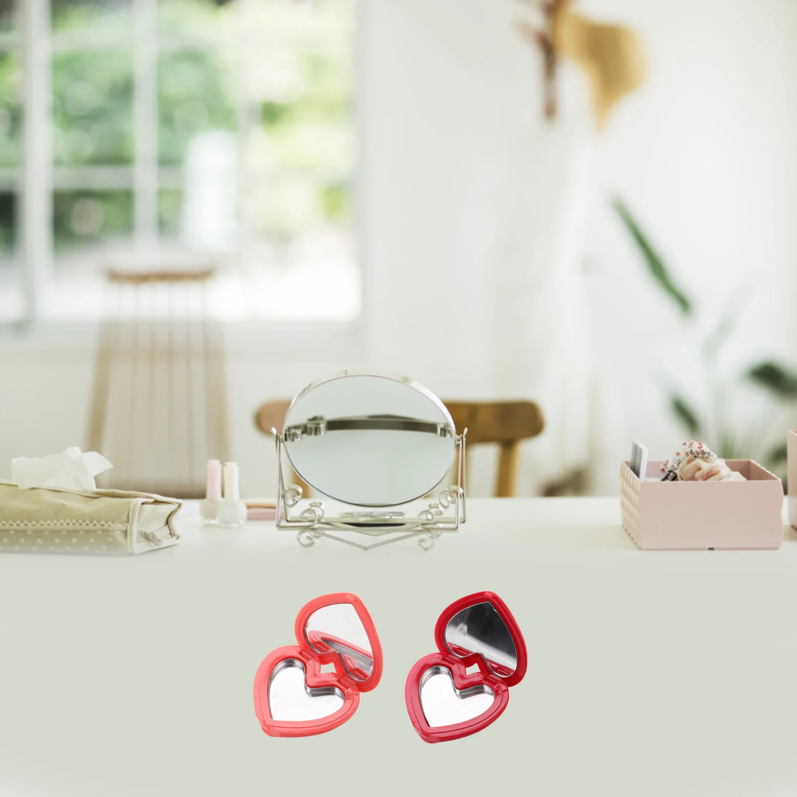 8 pezzi ricaricabili a forma di cuore scatola per ombretto contenitore per rossetto custodia da viaggio portatile specchio per trucco organizer fard