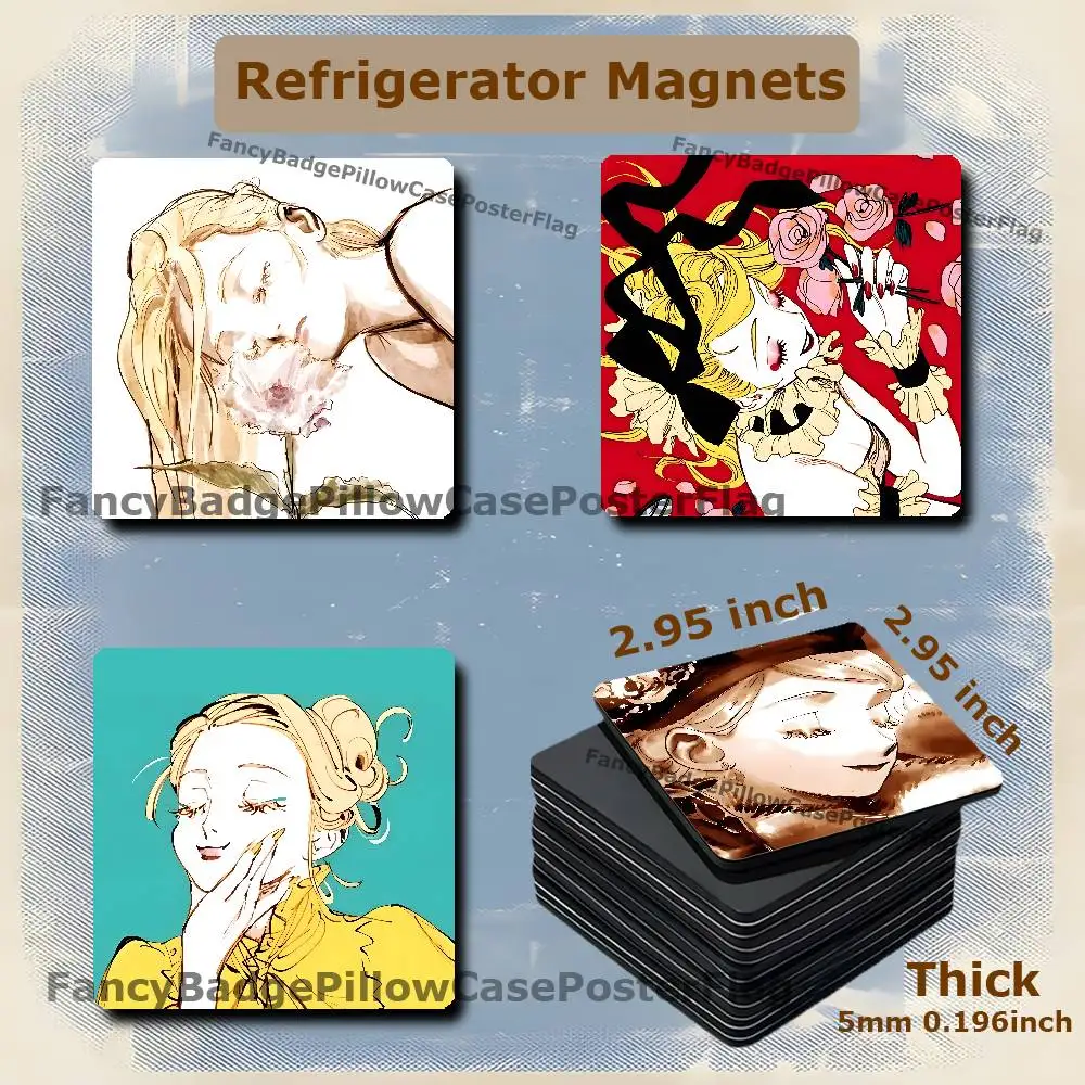 V-Veil Emma Aleksander Anime 75mm Frigerator Magnet Square Stickers Personalize Fridge Refrigerator Wall Door Decoration