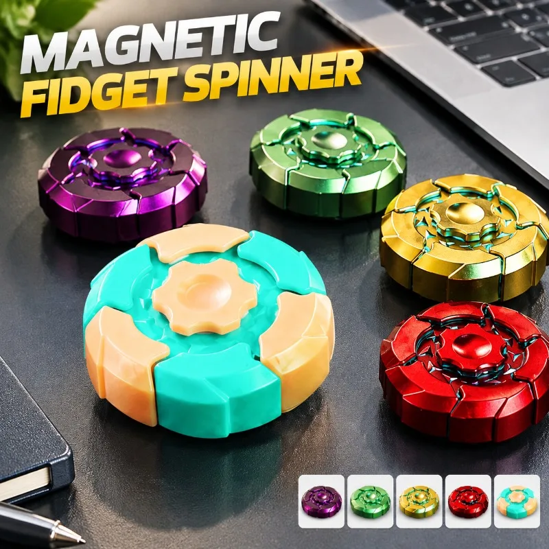 New ABS Burst Armor Magnetic Fidget Spinner Fun Stress Relief Finger Gyro Creative Trendy Desk Toy Children Holiday Hobby Decor