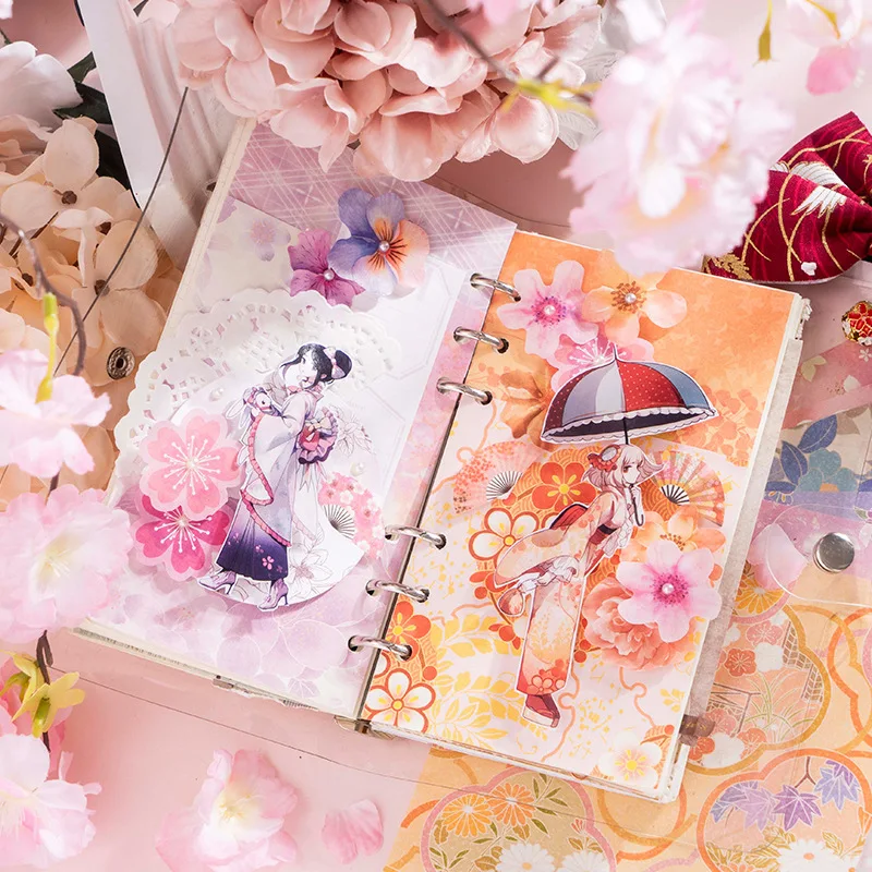 30 pieces Memo Cherry Blossom Colorful Literature and Art Fresh Creative Decoration Writable Material Paper sticky notes 8 kinds