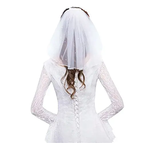 Weiße Perlen Tüll Schleier mit Kamm Braut dusche Hochzeit Haarschmuck Foto Requisiten Geschenke Bachelorette Henne Party Dekor liefert