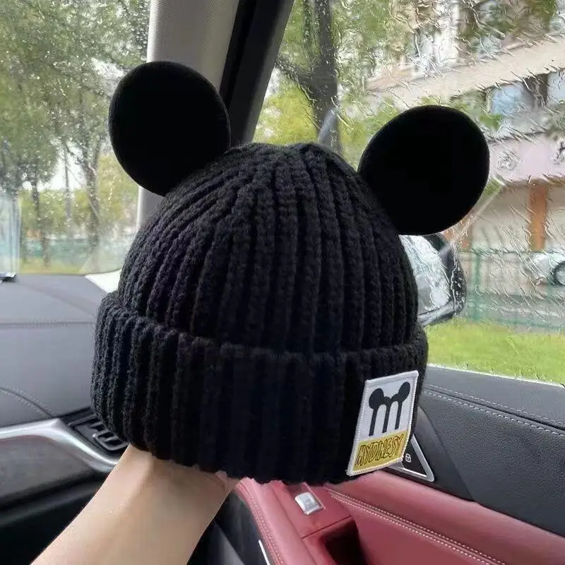 Disney Topolino Moda invernale Cappello lavorato a maglia Felpa con cappuccio Antivento Caldo Scalda orecchie Essenziale per esterni Regalo di Natale di San Valentino