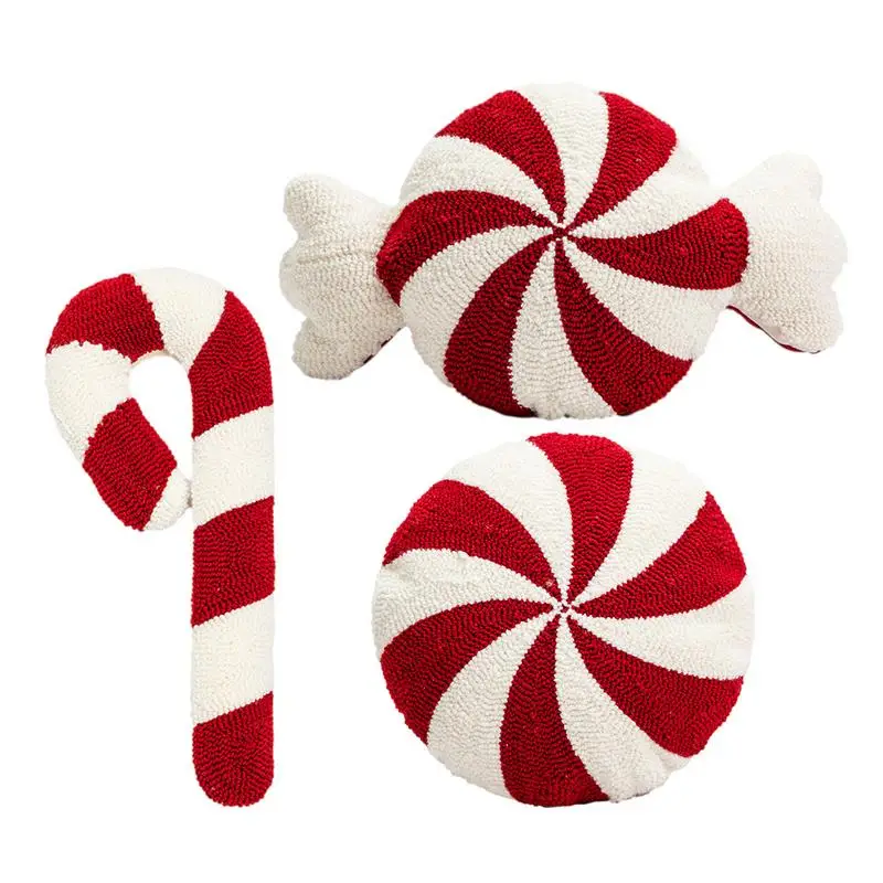 Christmas Candy Cane Pillow Gingerbread House Decoration Plush Throw Pillow Winter Home Decor Living Room Sofa Couch Cushions