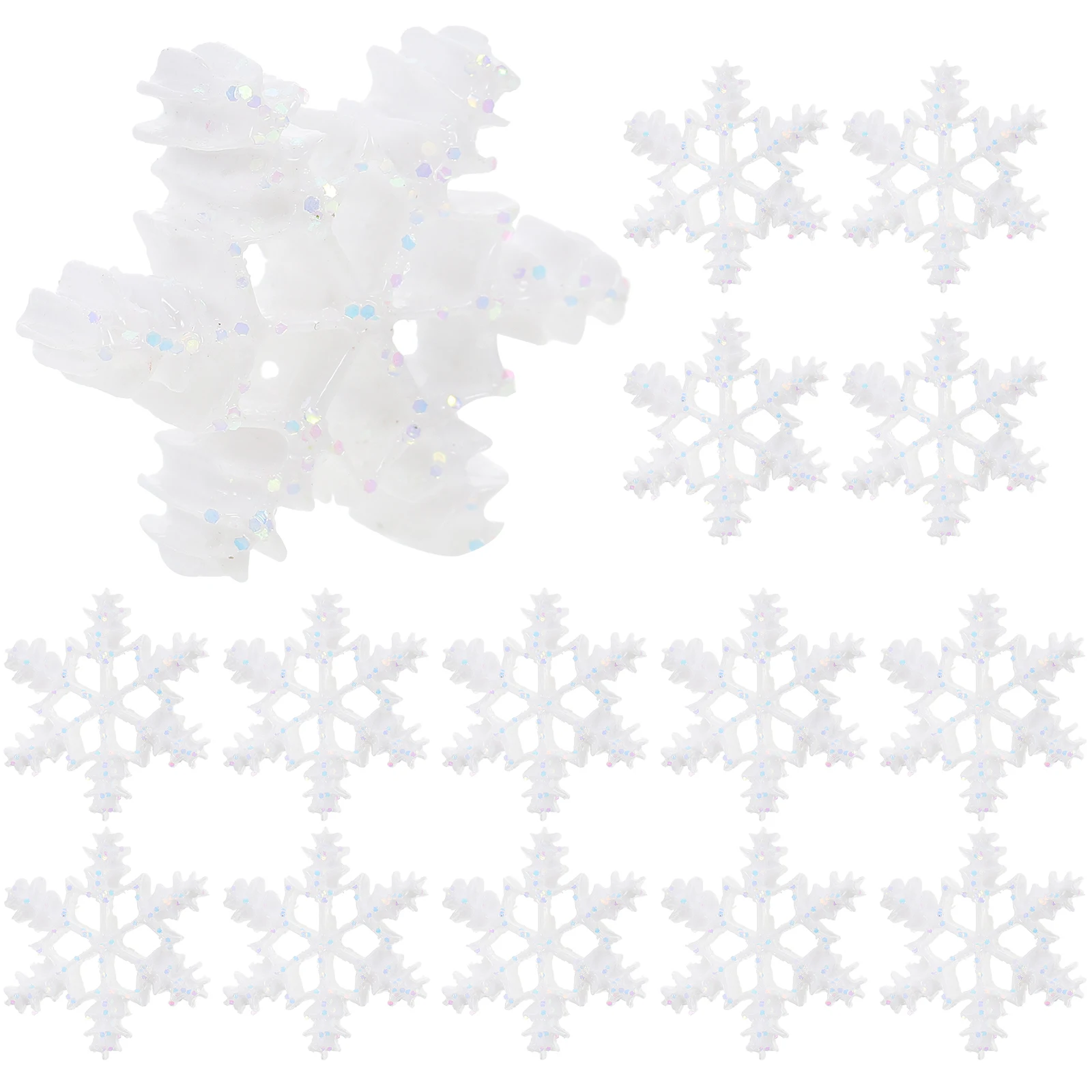 

OHPHCALL 50pcs Resin Snowflake Ornaments Christmas Decorations Craft Xmas Tree Hangings Decors
