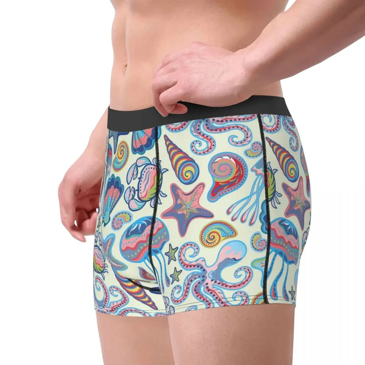 Animals of the Sea Alever Gentle Free and Happy Colour Slip, Culotte en coton, Sous-vêtements pour hommes, Shorts ventilés