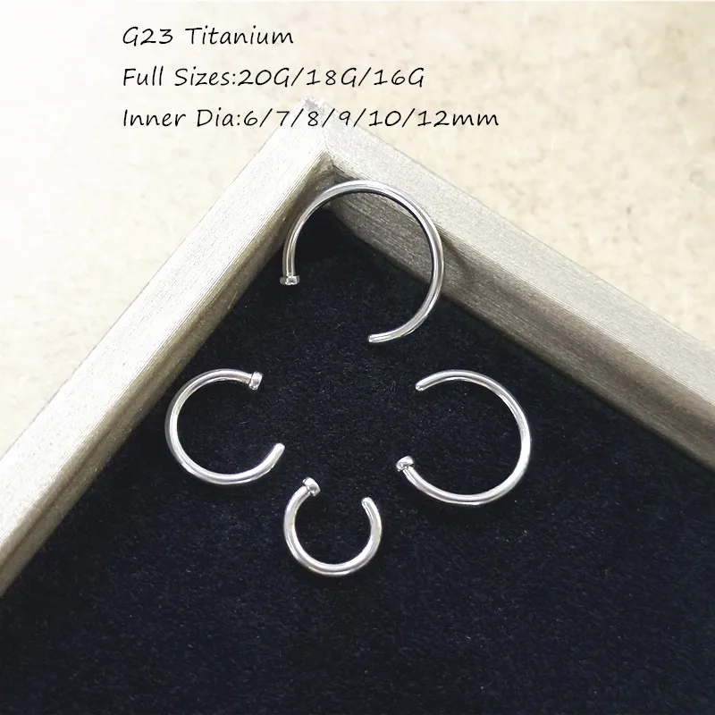 50pcs G23 Titanium  Nose Hoop Ring Studs  Earring Fake Lip Bar Rings  Body Piercing