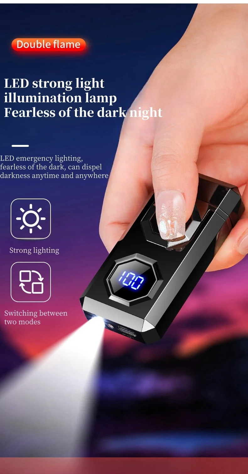 

Мощный фонарь TH-631 с индикатором заряда, USB-зарядкой, ветрозащитной дуговой зажигалкой и функцией прикуривания сигарет – идеальный подарок для мужчин