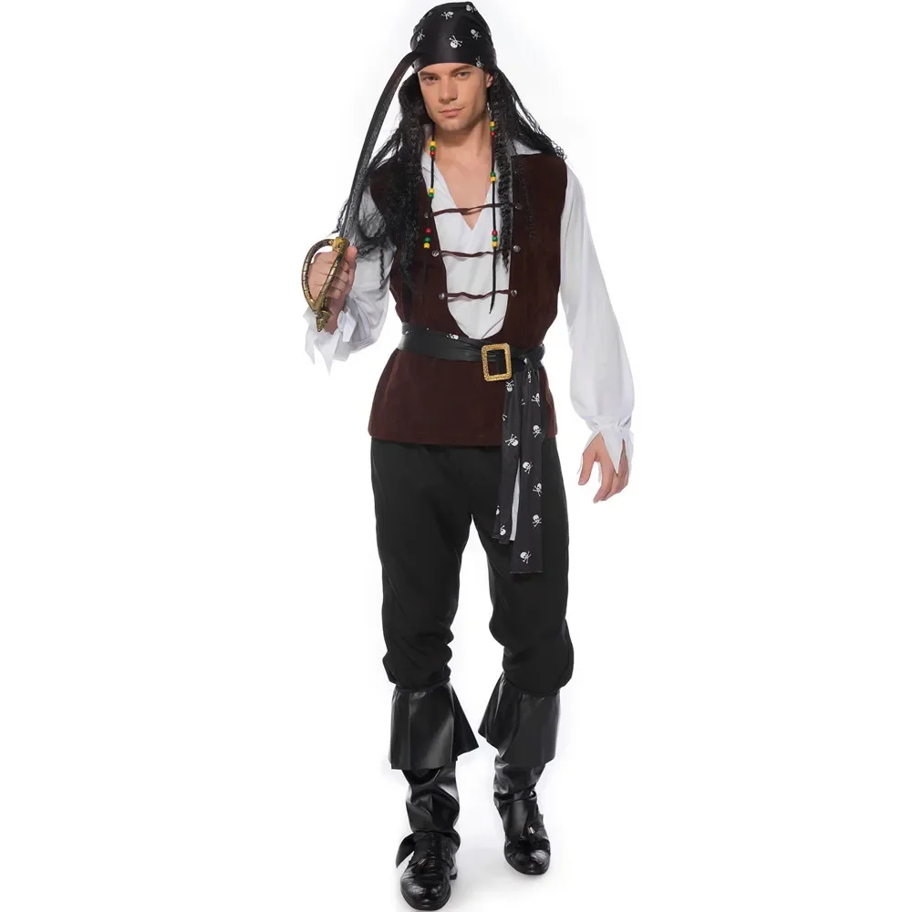 Herren Piraten Kostüm Kapitän Jack Spatz Kostüm Anzug Cosplay Halloween Karneval Kostüm