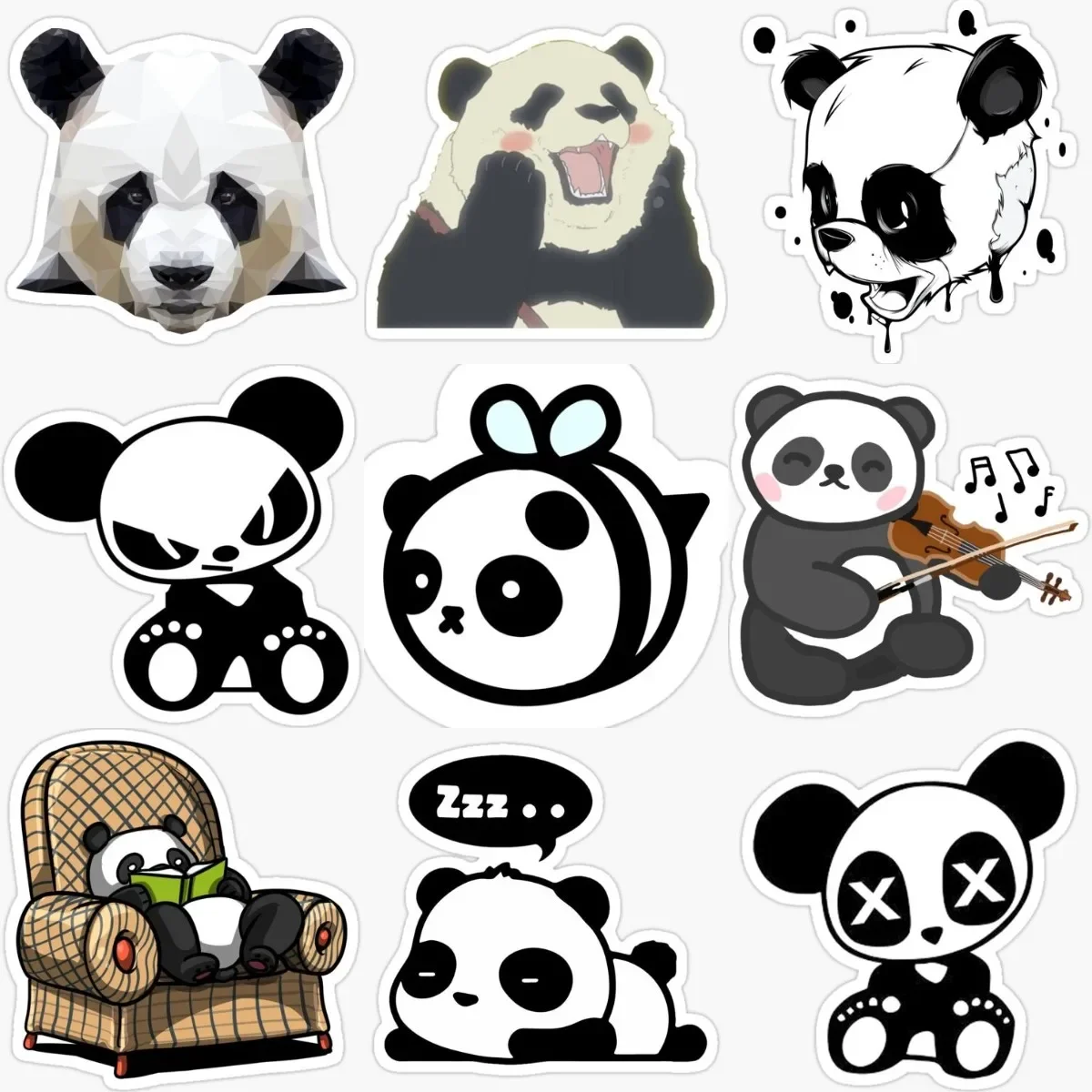 

Creative Panda PVC Material Stickers Accessories for Decorate Wall Car Bicycle Off-road Helmet Camper Bumper Truck Van Decal