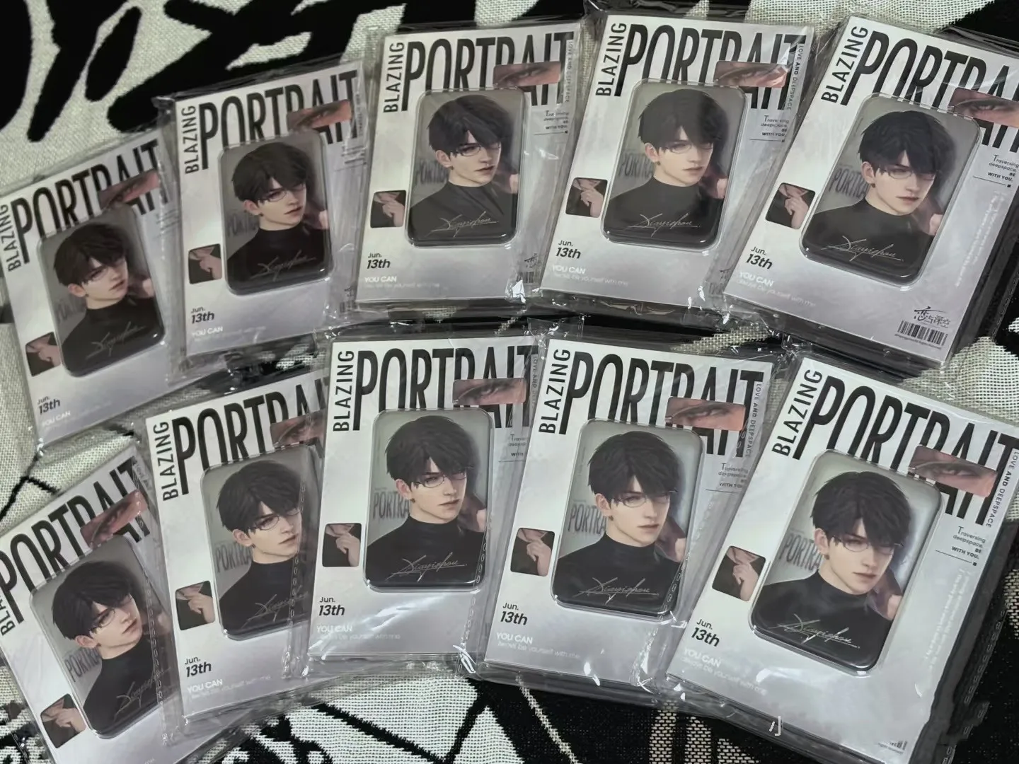 In Stock Official Love and Deepspace Rafayel Caleb Sylus Zayne Blazing Portrait  Photo Card Set Square  Badge Brooch Pins Anime