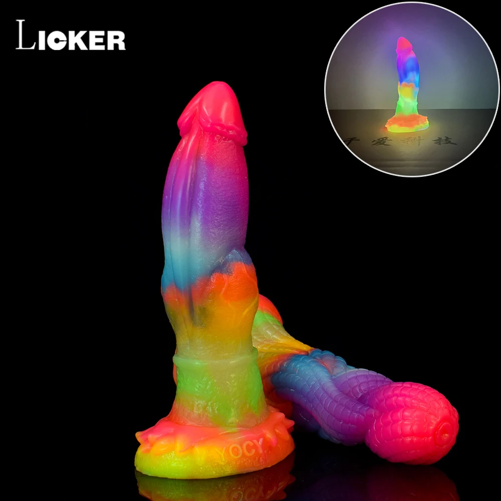 LICKER New Small Luminous Women Dildo With Suction Cup Multi Color Realistic Masturator For Beginners Vagina Stimulate Sex Toys