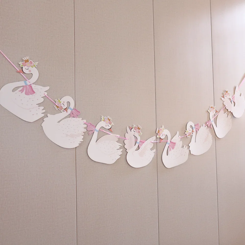 1pc Creative Swan Banner Birthday Party Decorations For Girl Wedding Party Baby Shower Decoration Cartoon Swan Banner