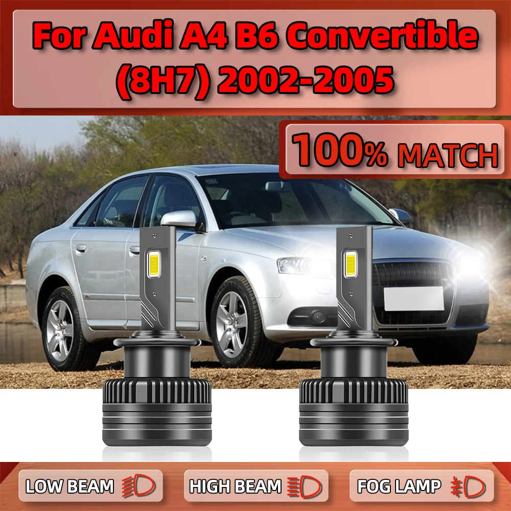 

2PCS 120W D2S HID Bulb 25000LM Xenon Headlight 6000K Car LED Light 12V For Audi A4 B6 Convertible (8H7) 2002 2003 2004 2005