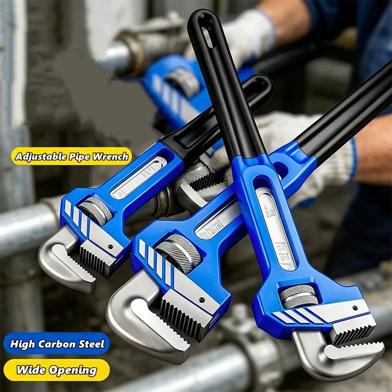 8/10/12/14/18/24 Inch Heavy Duty Adjustable Pipe WrenchHigh Carbon Steel Quick-Fit Plumbing Pliers Universal Spanner Tool