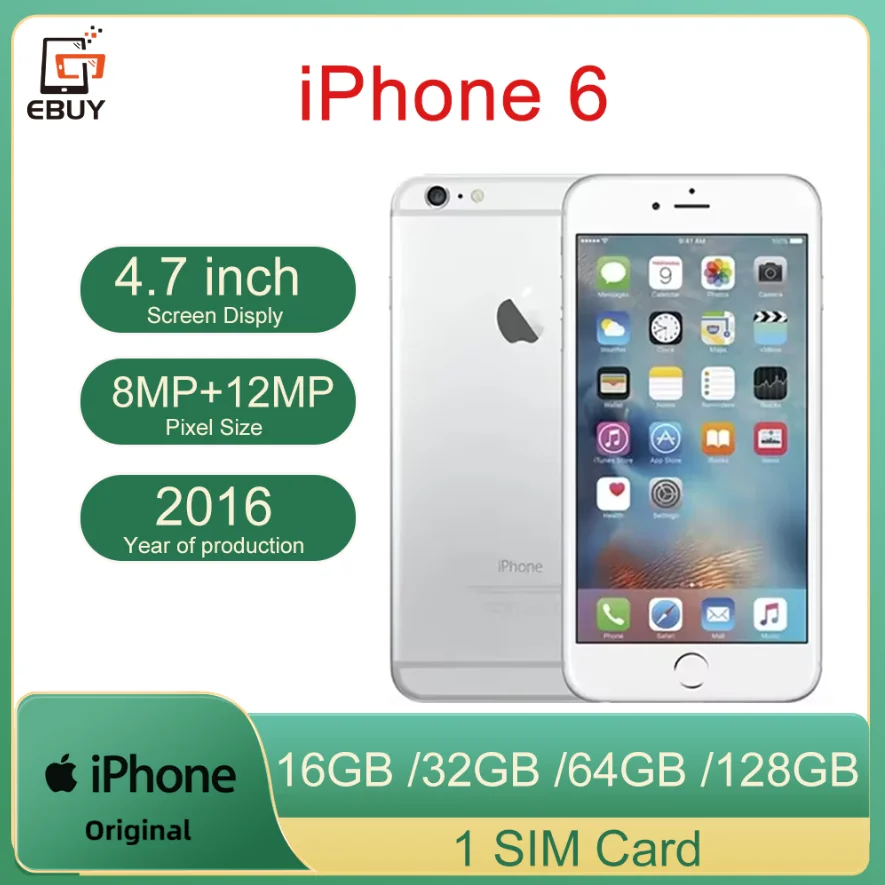 Original Apple iPhone 6 16 GB 64 GB 128 GB 4,7 Zoll Display 4G LTE Mobiltelefon 8 MP IOS Fingerabdruck entsperrtes Mobiltelefon
