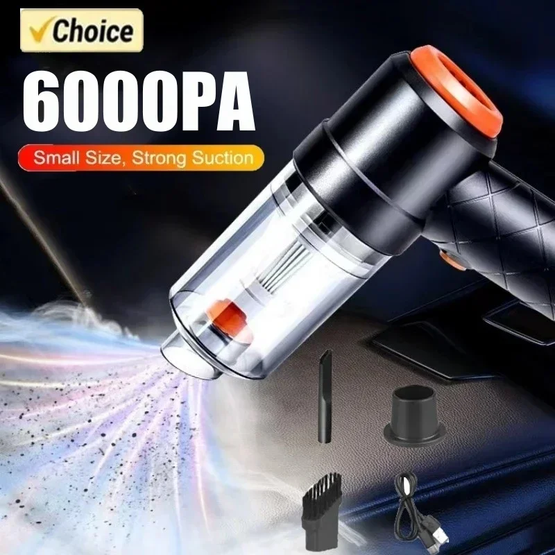 เครื่องดูดฝุ่นในรถยนต์ไร้สาย6000PA 120W, เครื่องดูดฝุ่นพกพาแบบไร้สายเครื่องดูดฝุ่นพลังสูงสำหรับสำนักงานบ้านรถยนต์