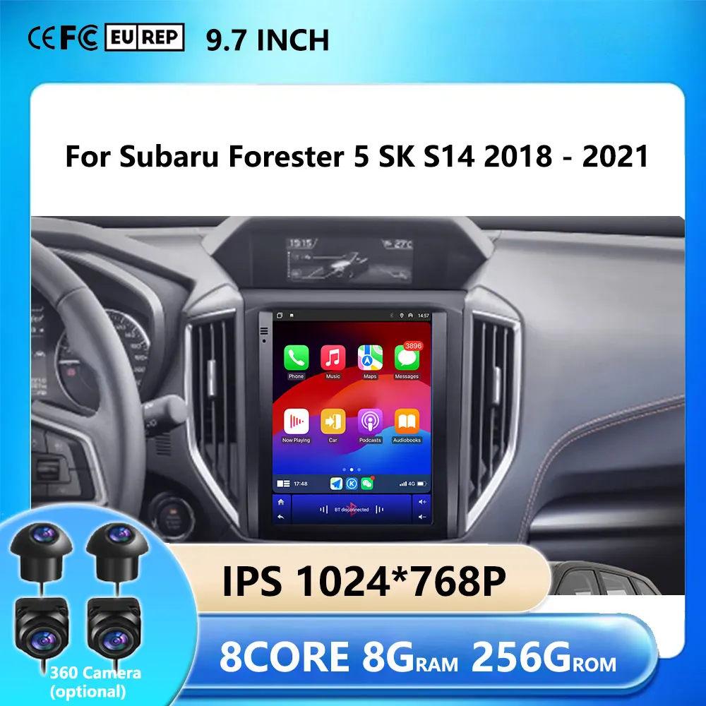 9.7 inch Android16 For Subaru XV Forester 2018-2021 Car Radio For Tesla style screen lMultimedia Video Player Navigation GPS