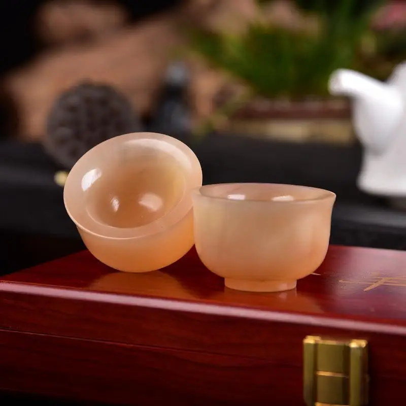 Handle Tea Wine Carving Small Piece Buddha Bead Bracelet Ram Horn Blood Material Cup Ethnic Style