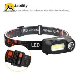 Portable Mini COB XPE Headlamp USB Rechargeable Camping Head Lamp Fishing LED Headlight Flashlight Torch For Outdoor Fishing