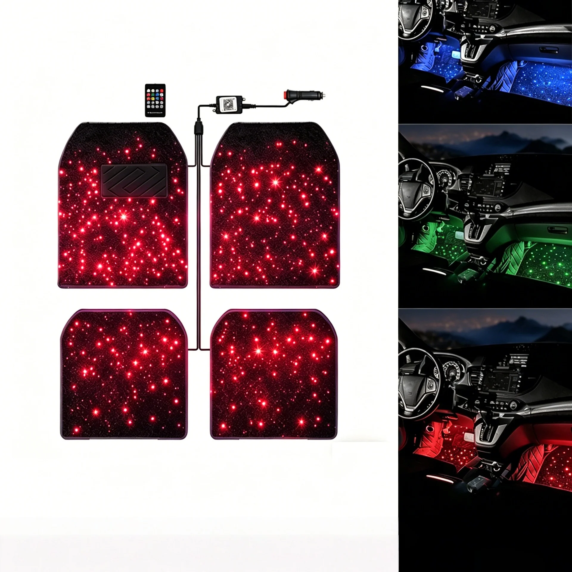 

Starry Sky Car Radiant Foot Mat Universal Foot Mat Atmosphere Light Music Rhythm Light Automotive Interior Supplies