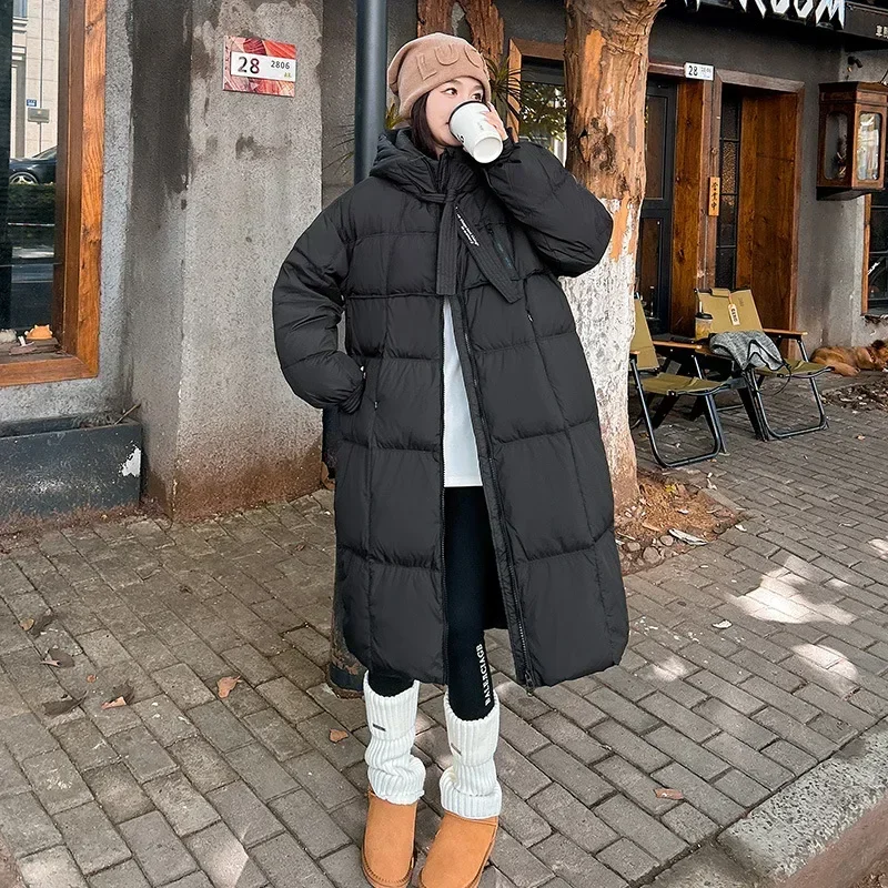 Mulheres parkas na altura do joelho casacos elegante splice grosso quente com capuz zíper casaco gola sólida casual solto outono inverno