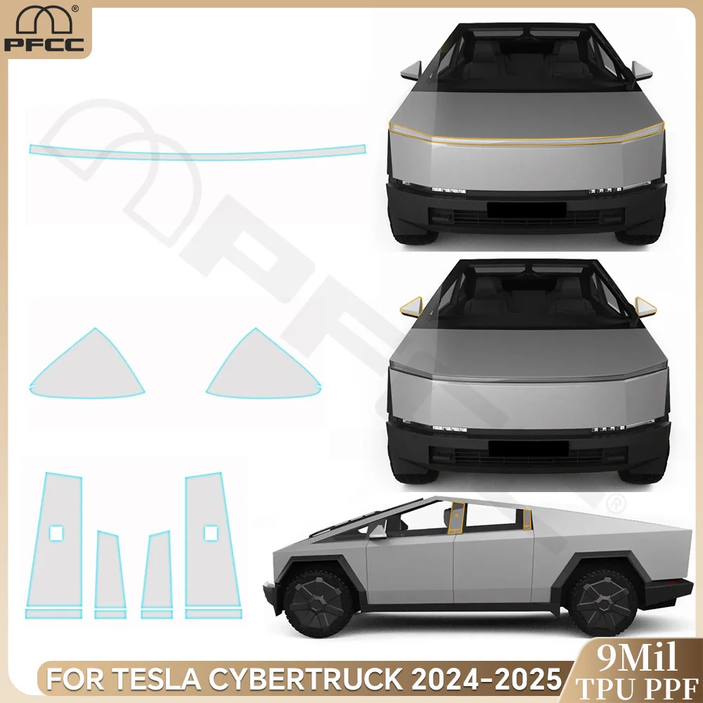Для Tesla Cybertruck 2024 2025 B C стопорная фара заднего вида ТПУ защитная пленка для краски автомобильный прозрачный бюстгальтер невидимый комплект против царапин