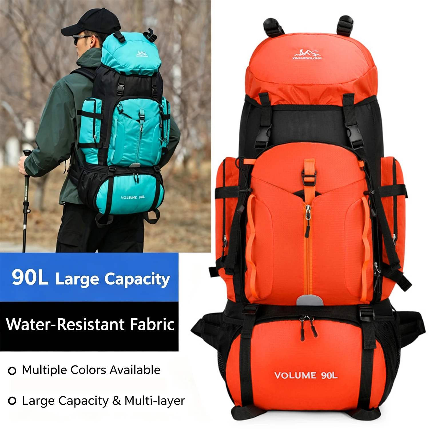 New Arrival Outdoor 90L Large Capacity Waterproof Hiking Camping Travel Backpack With Shoes Compartment