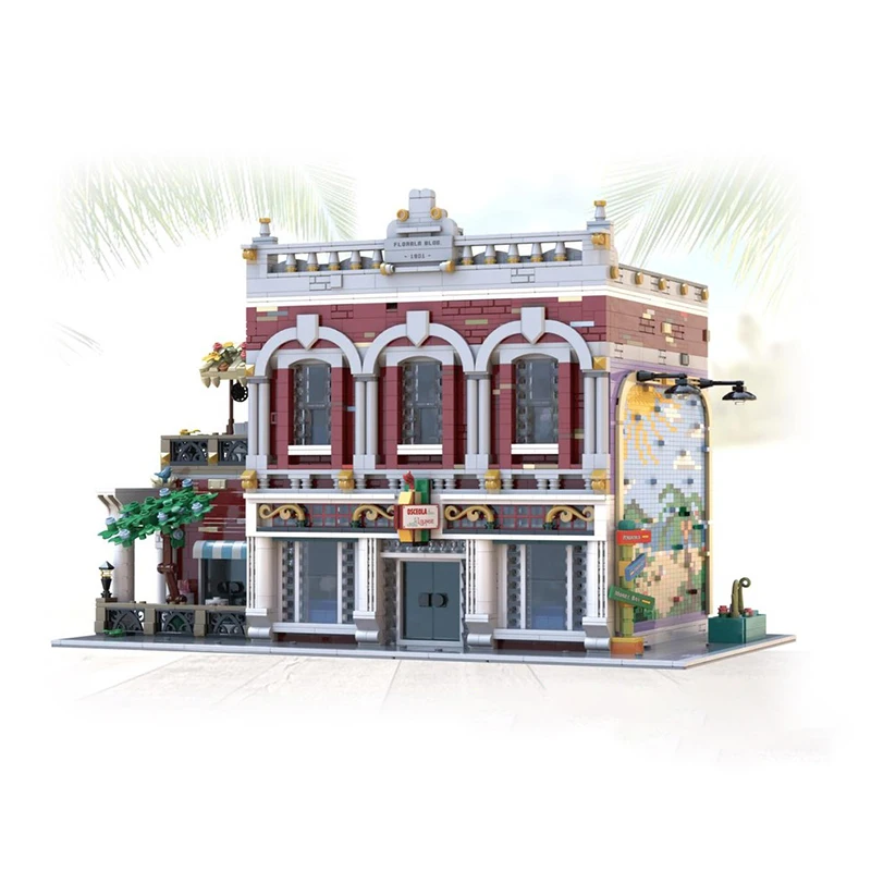 Stadt Street View Modell Moc Bausteine Lounge Modell Modell Technologie Ziegel DIY Montage Bau Urlaub Spielzeug Geschenke
