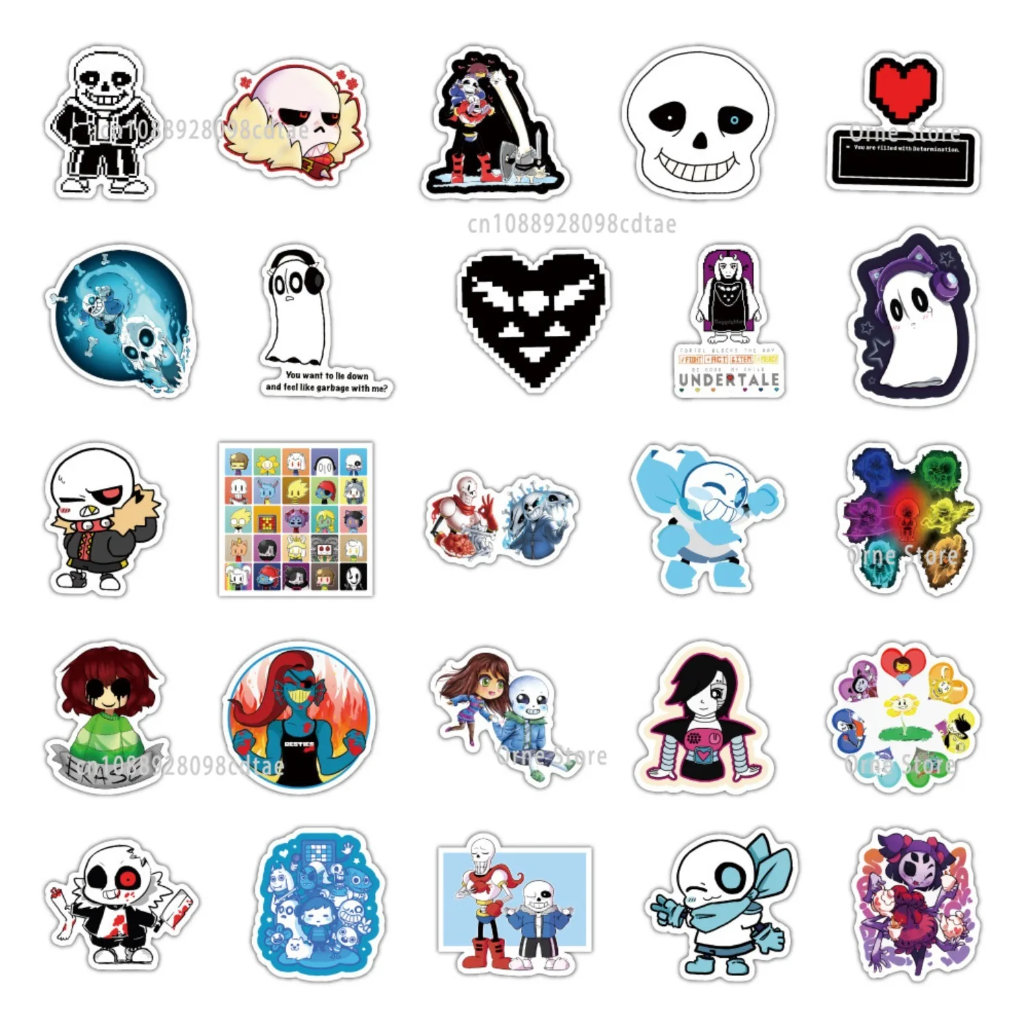 50 szt. Naklejek z Undertale DIY na deskorolkę, laptopa, bagaż, lodówkę, gitarę, wodoodporne naklejki graffiti, zabawne naklejki, naklejki dla dzieci, prezent