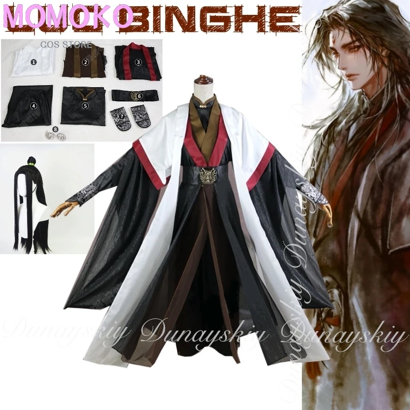 The Scum Villain's Self-Saving System Novel Anime Luo Binghe Cosplay versión tailandesa con Favor ropa más oscura conjunto de disfraz de Cosplay