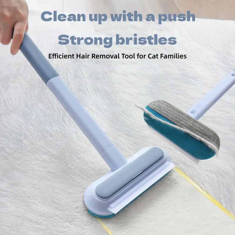 3 In 1 Pet Hair Remover Brush Long Handle Lint Scraper Efficient Fur Removal Tool For Cat Dog Sofa Window Household Gadge