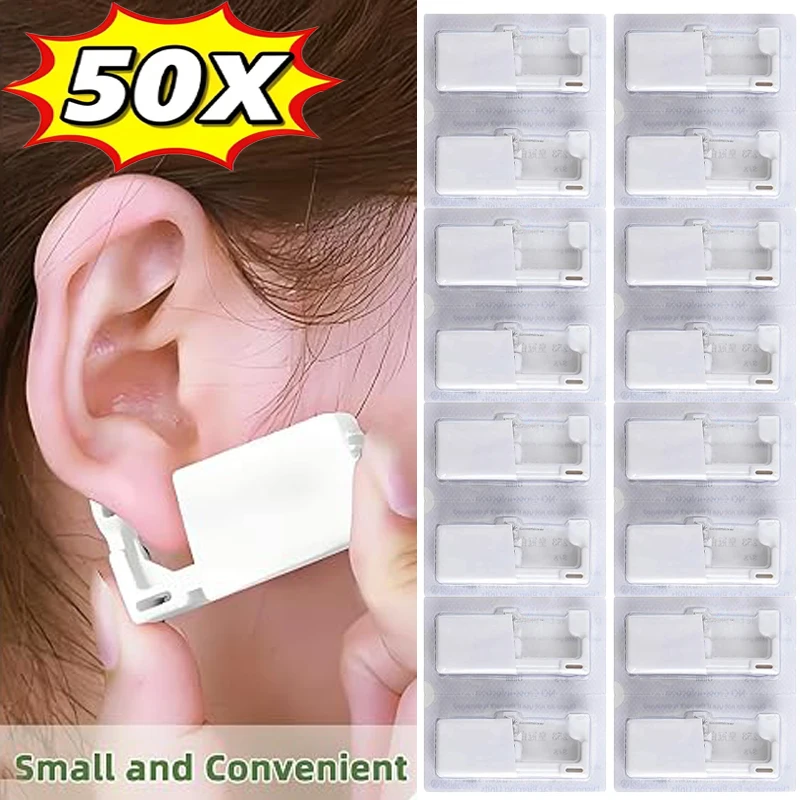 50pcs White Safety Ear Piercing Gun No Inflammation Disposable Disinfect Earring Piercer Machine Studs Nose Body Piercing Tools