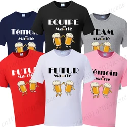 EVG Team Future Groom Man Tops Fashion Beer Wedding Party Tee French Single Farewell Bachelor Party Tshirt Team Married T-shirt
