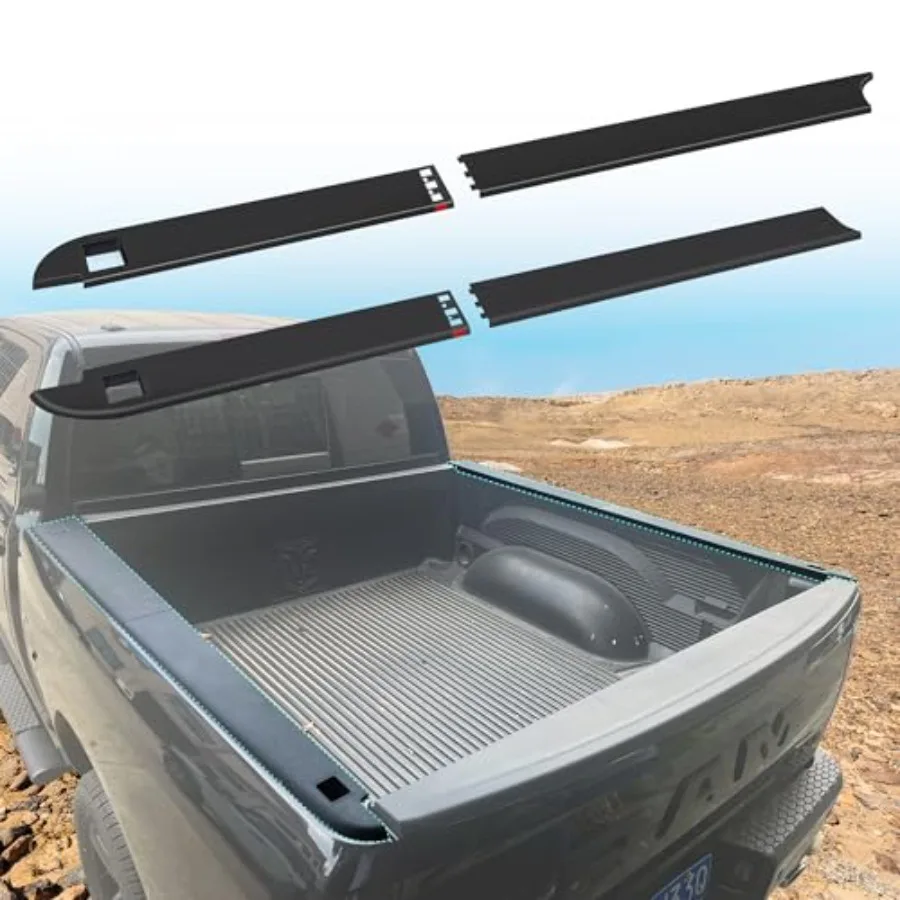 

Truck bed rail caps for Dodge Ram 1500 20092018,5.7ft, black ABS plastic, smooth finish with stake holes, protective top cover