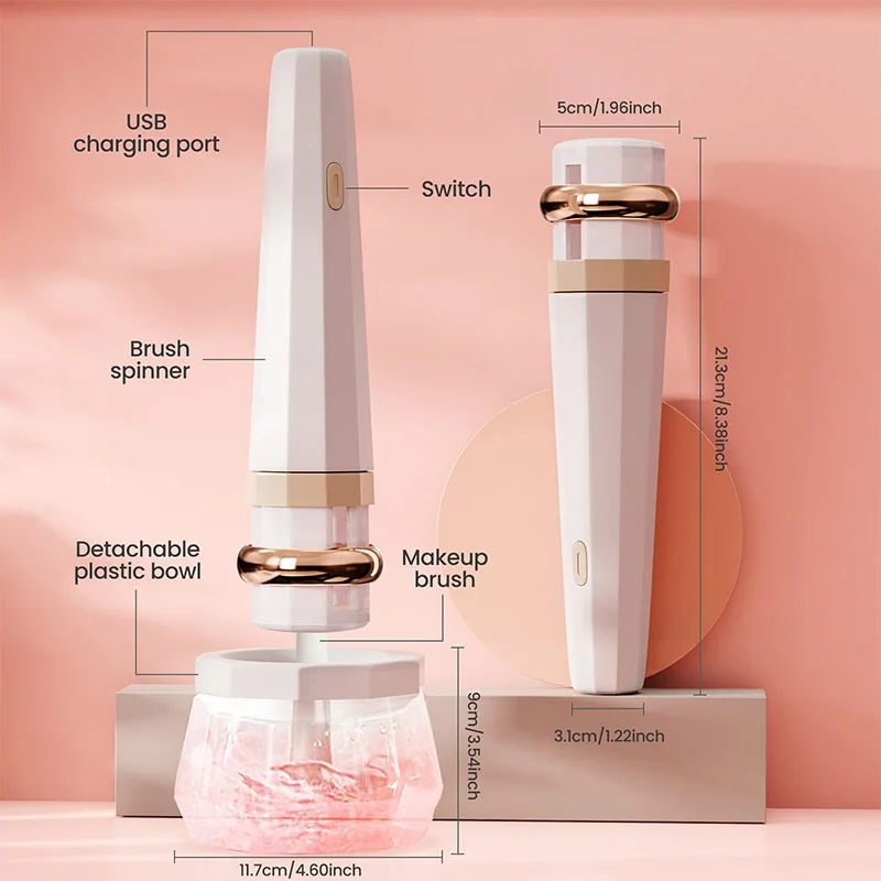 Yunchi Reversible Spin Makeup Brush Cleaner Fast Wash Dry Custom Electric Cosmetic Brush Cleaning Machine For Beauty Use