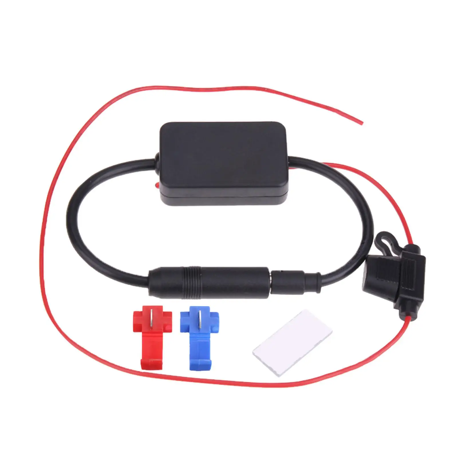 محول مكبر للصوت معزز لإشارة هوائي راديو FM للمركبة العالمية مع مصدر طاقة 12 فولت لجهاز استقبال الصوت