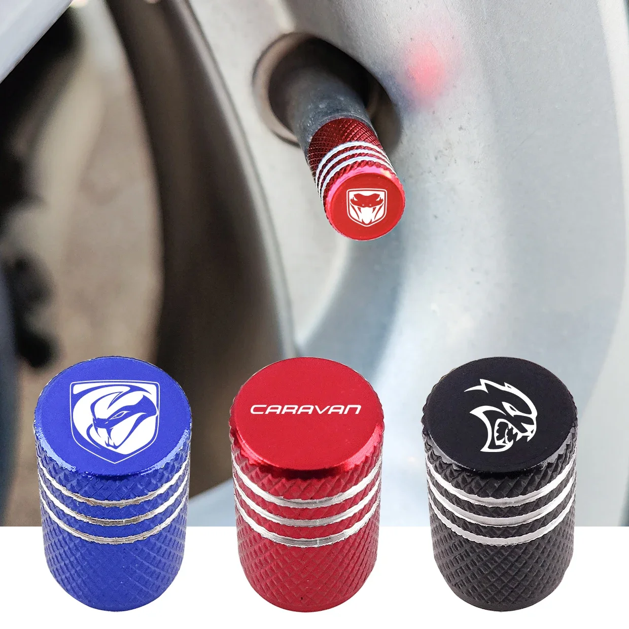 Auto Emblem Dust Cover car Aluminum Air Tire Valve Cap For Dodge Magnum Neon Nitro Demon Fangs Hellcat HEMI neaky Pete Stryker