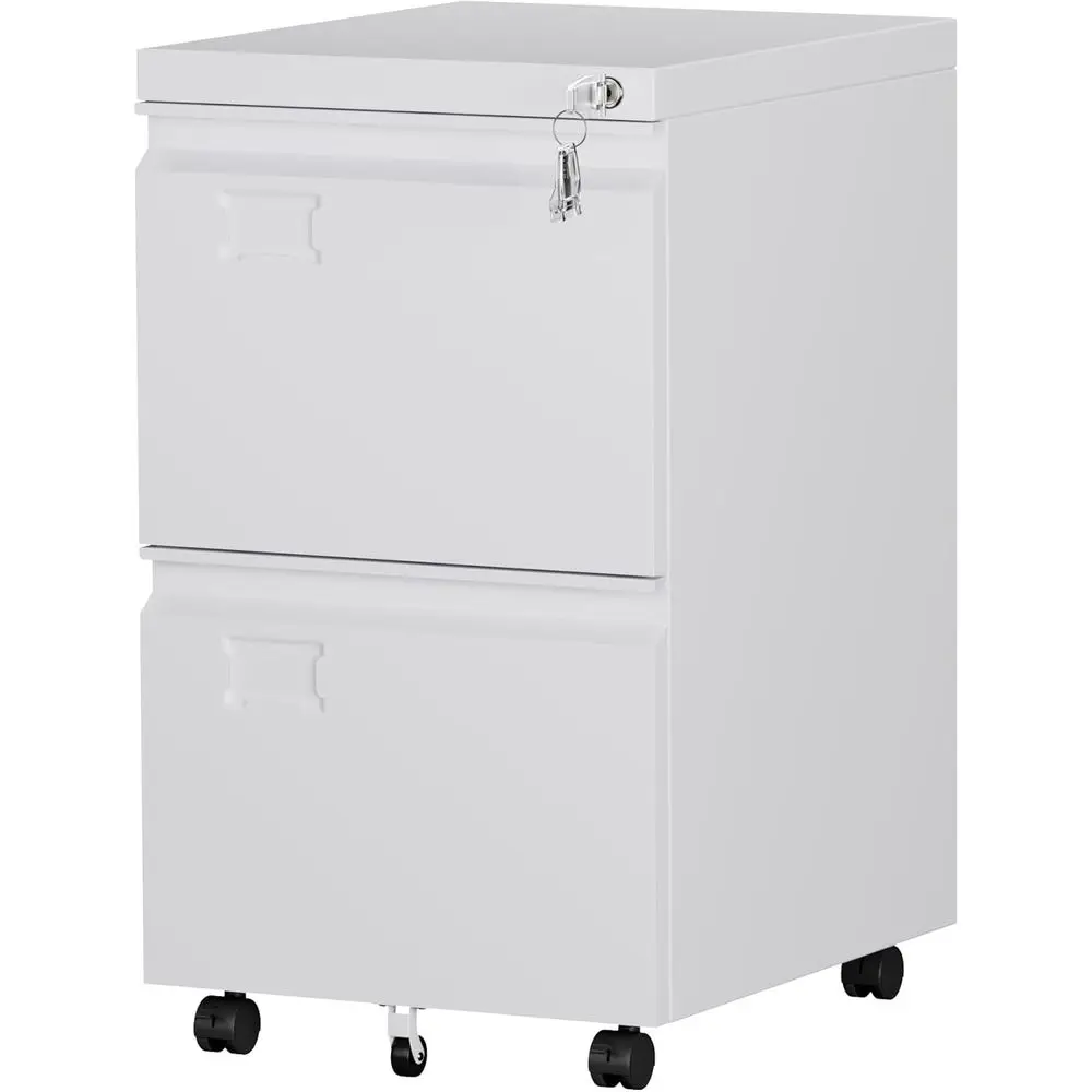 

White Under Desk Metal Cabinet with Lock, Legal/Letter Size, W14.57 x D17.36 x H25.79, Assembly Required