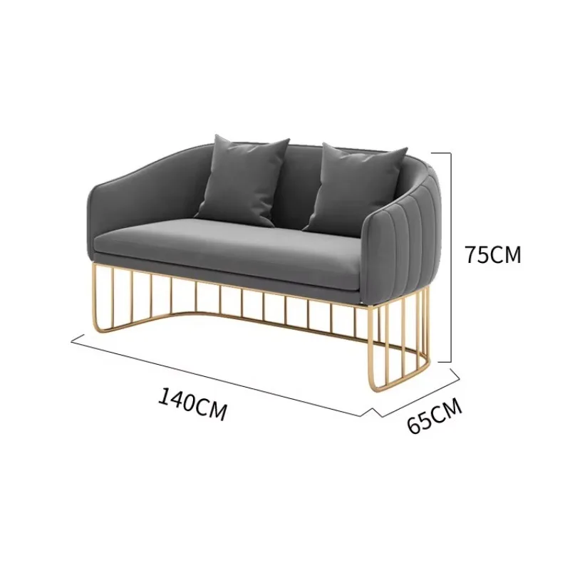 Custom Modern Sectional Office Sofa Set with Reception Table and Chair Chenille Velvet Cover