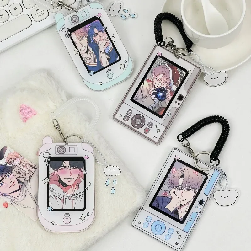 Kawaii 3 inch Acrylic Mobile Shape Kpop Photocard Holder Photo Card Holder Bag Pendant School Stationery