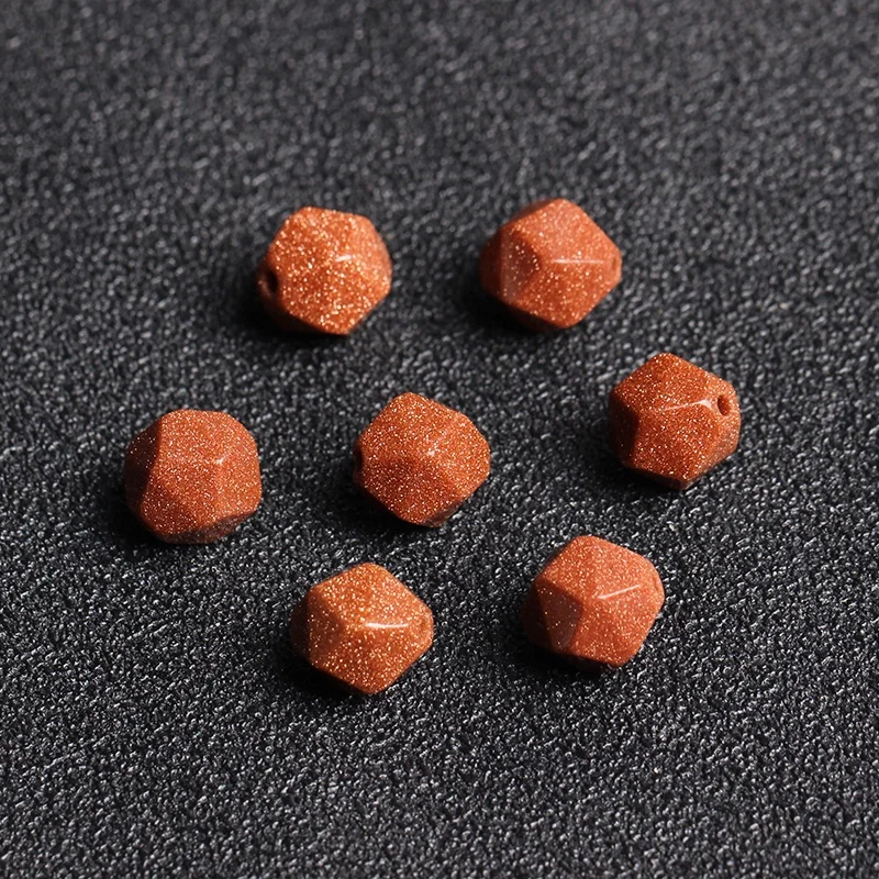4A Natural Gold Sandstone Diamond Cut Single Bead DIY Beads Crystal Jewelry Making