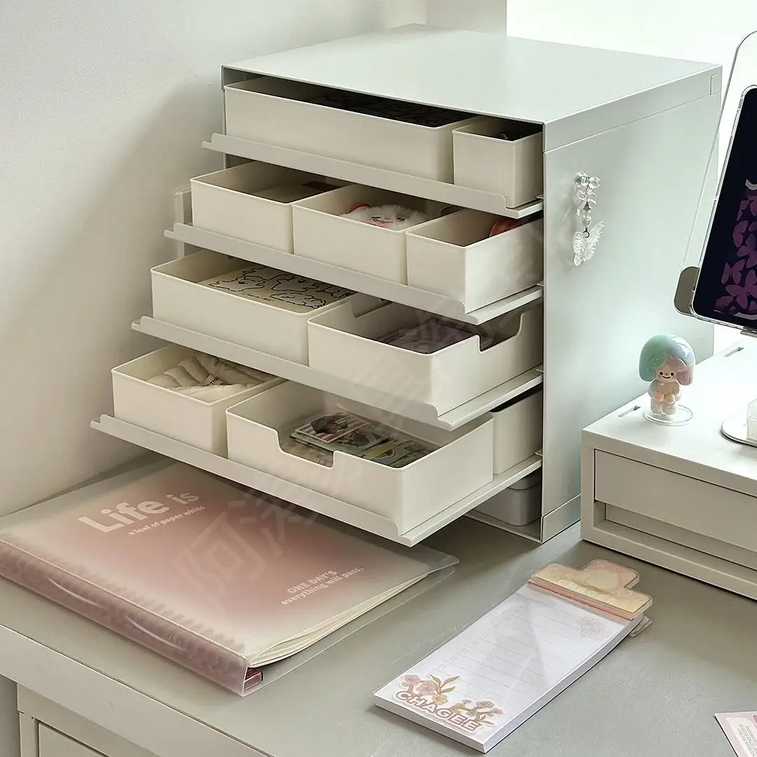 Flat Replacement Office Desktop Pull-out Type Layered Tray Rack Cosmetic File Storage Box Letter Tray
