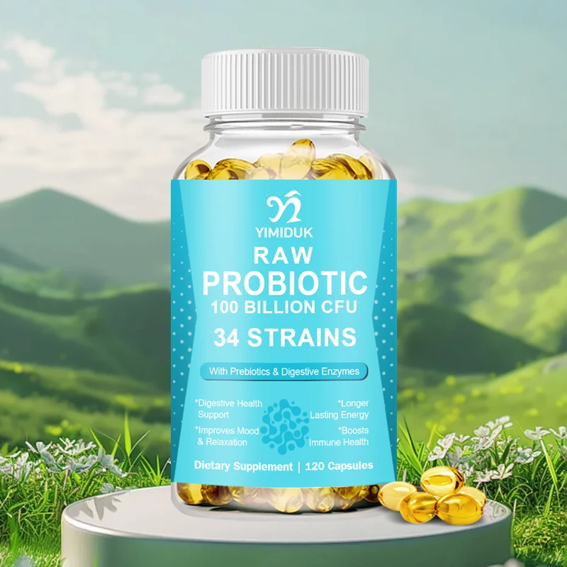 Enzyme Probiotic Capsules 100 Billion CFU 34 Strains with Prebiotics & Digestive Enzymes for Intestinal Flora & Digestive Health